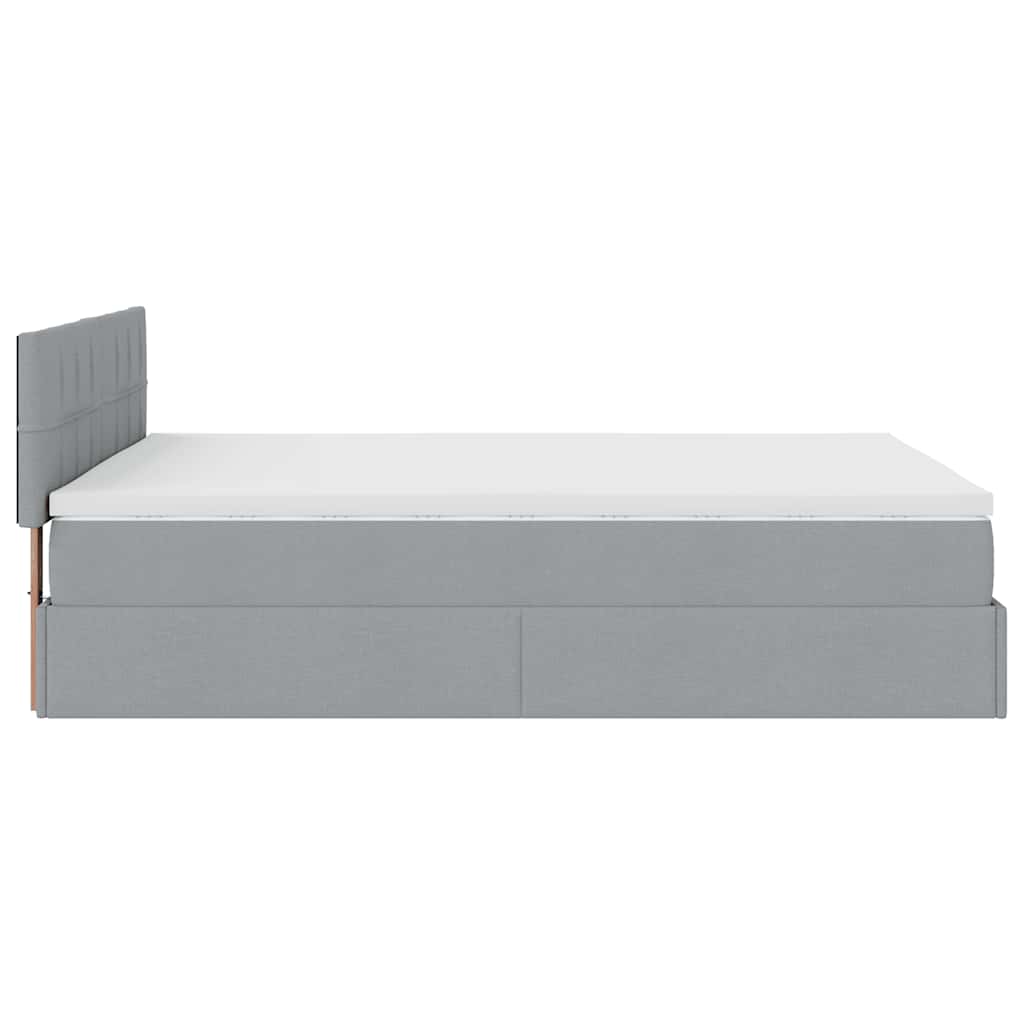 Bed poef met matras en LED's stof 140x190 cm lichtgrijs is nu te koop bij PeponiXL, paradijselijk wonen!