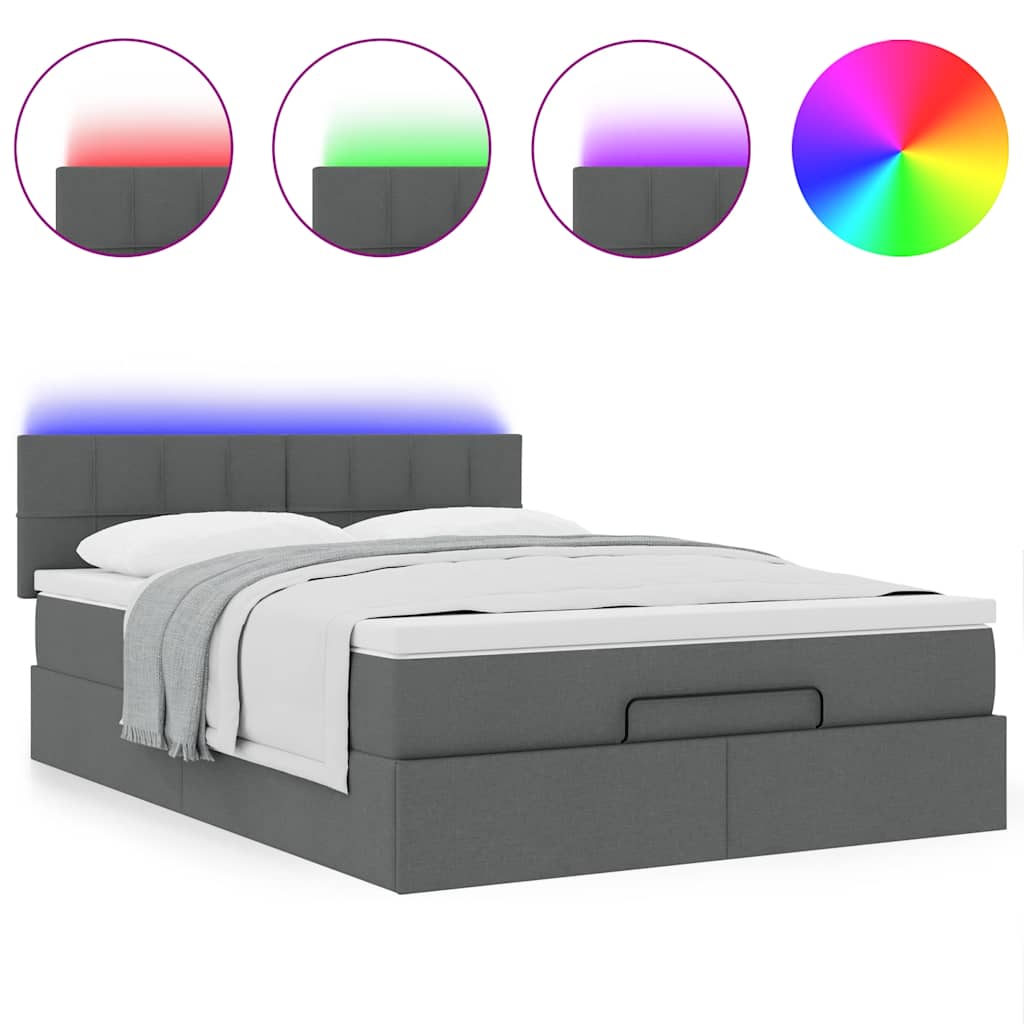 Bed poef met matras en LED's stof 140x190 cm donkergrijs is nu te koop bij PeponiXL, paradijselijk wonen!