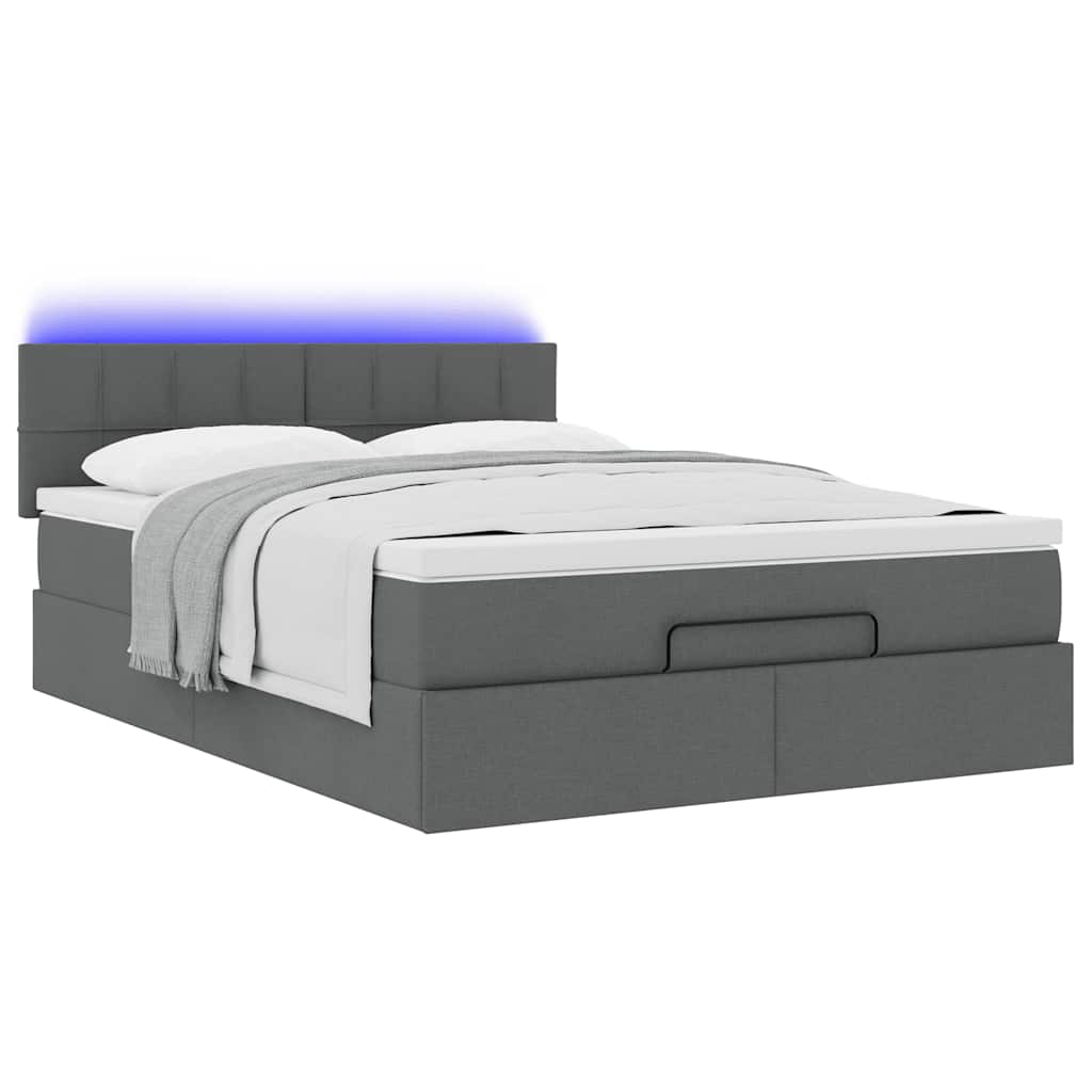 Bed poef met matras en LED's stof 140x190 cm donkergrijs is nu te koop bij PeponiXL, paradijselijk wonen!