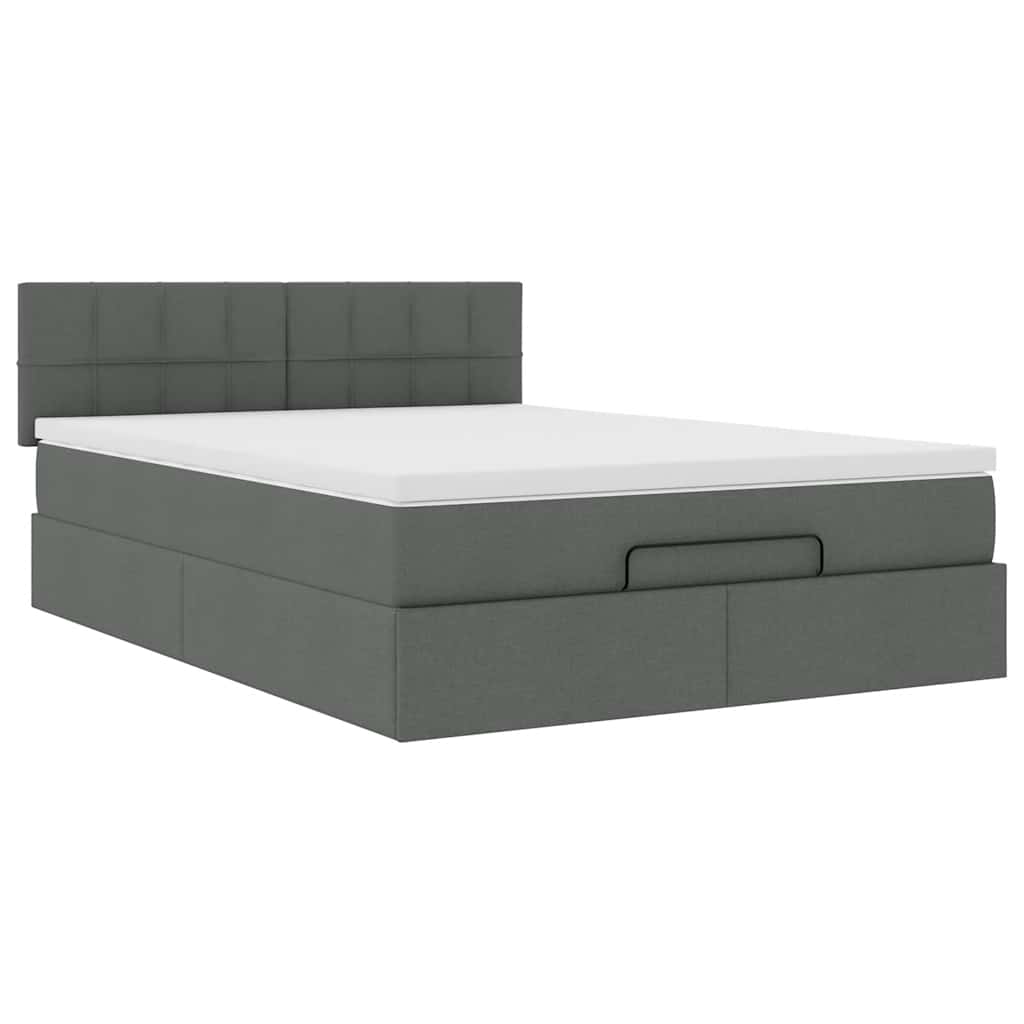 Bed poef met matras en LED's stof 140x190 cm donkergrijs is nu te koop bij PeponiXL, paradijselijk wonen!