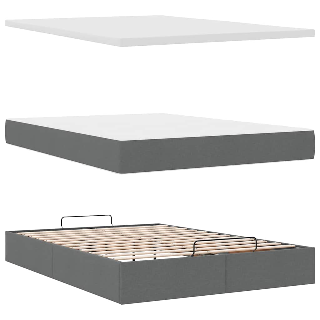 Bed poef met matras en LED's stof 140x190 cm donkergrijs is nu te koop bij PeponiXL, paradijselijk wonen!