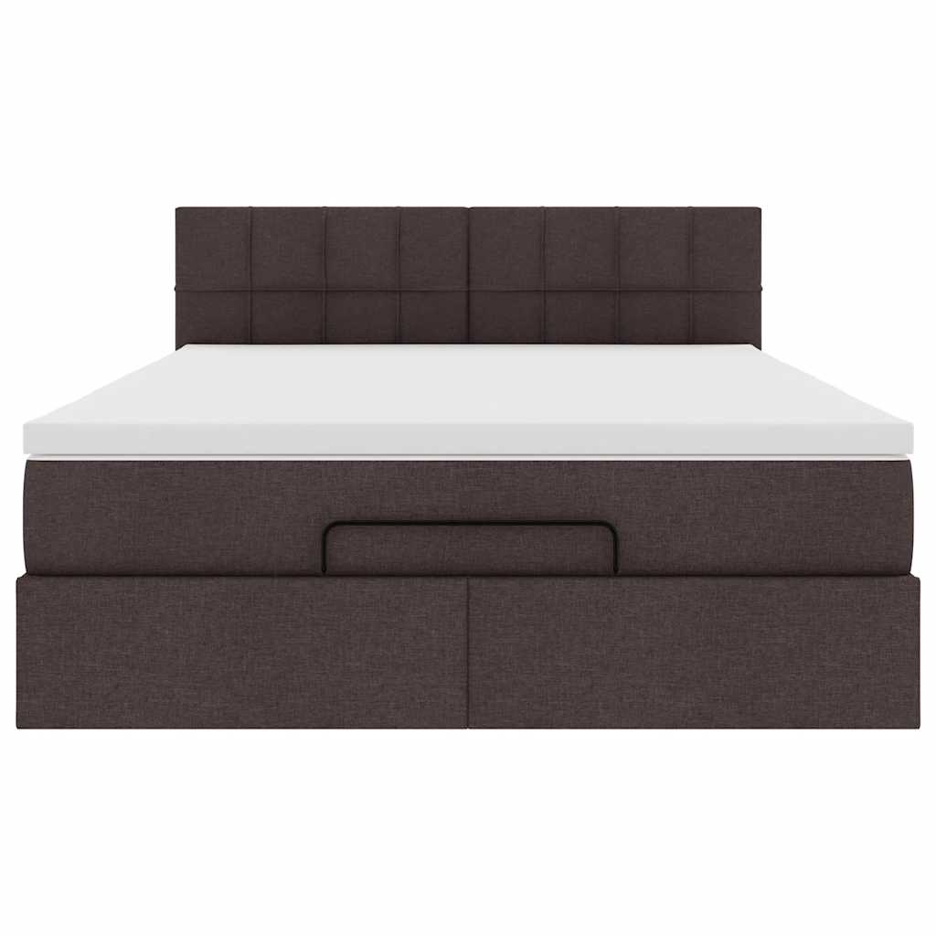 Bed poef met matras en LED's 140x190 cm stof donkerbruin is nu te koop bij PeponiXL, paradijselijk wonen!