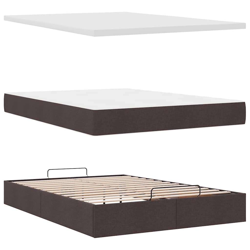 Bed poef met matras en LED's 140x190 cm stof donkerbruin is nu te koop bij PeponiXL, paradijselijk wonen!