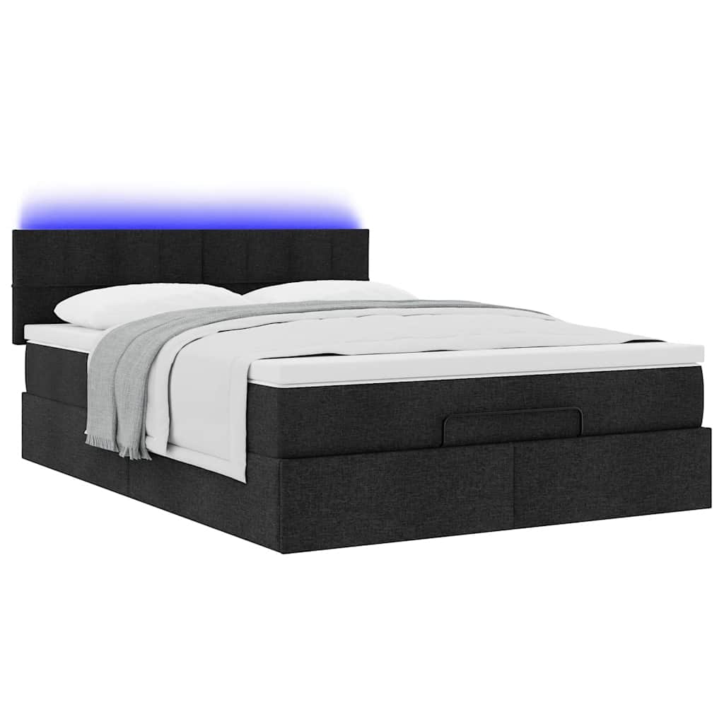 Bed poef met matras en LED's 140x200 cm stof zwart is nu te koop bij PeponiXL, paradijselijk wonen!