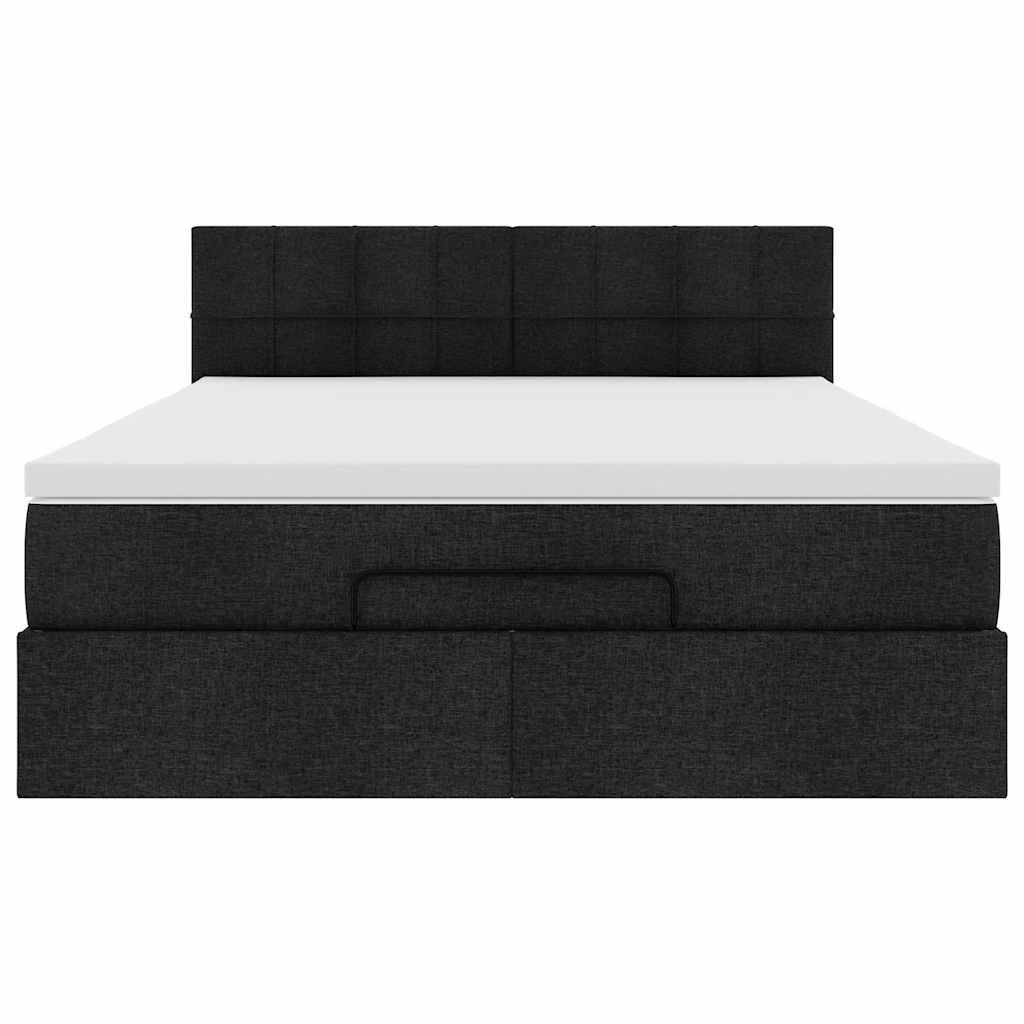 Bed poef met matras en LED's 140x200 cm stof zwart is nu te koop bij PeponiXL, paradijselijk wonen!