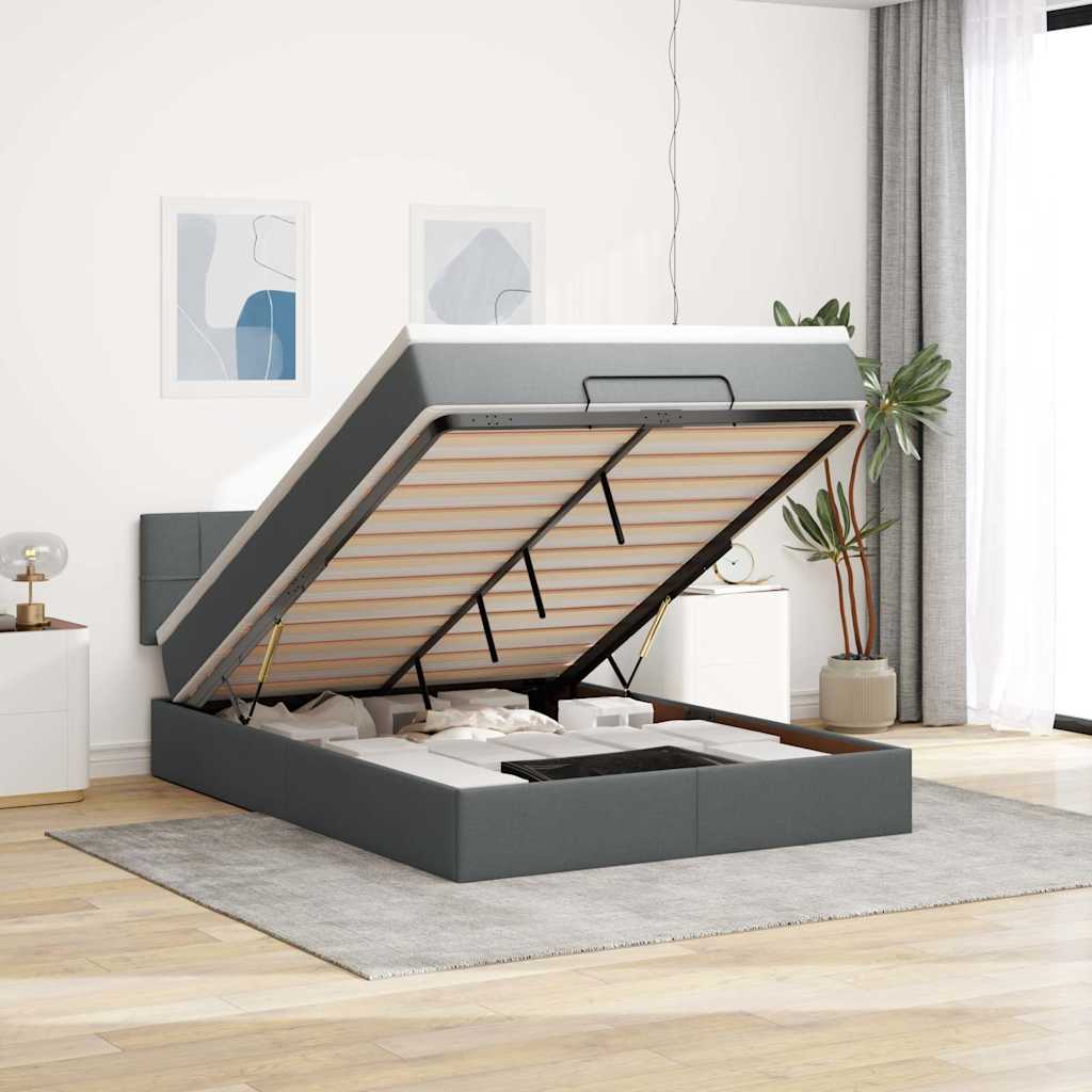 Bed poef met matras en LED's 140x200 cm stof zwart is nu te koop bij PeponiXL, paradijselijk wonen!