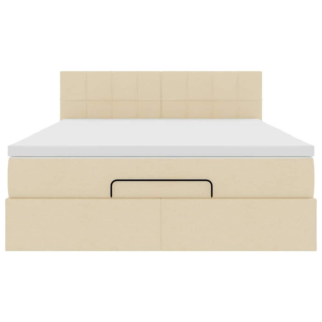 Bed poef met matras en LED's 140x200 cm stof crèmekleurig is nu te koop bij PeponiXL, paradijselijk wonen!