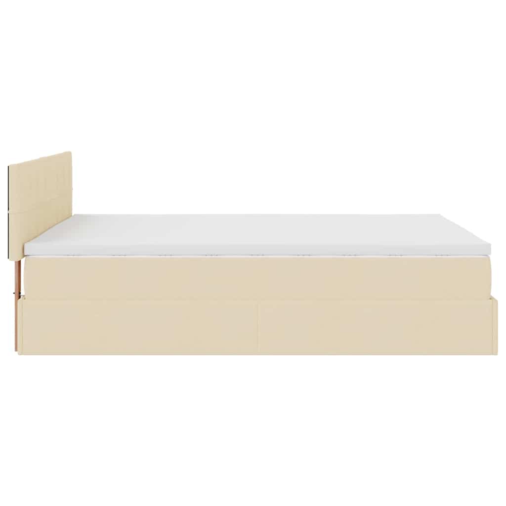Bed poef met matras en LED's 140x200 cm stof crèmekleurig is nu te koop bij PeponiXL, paradijselijk wonen!