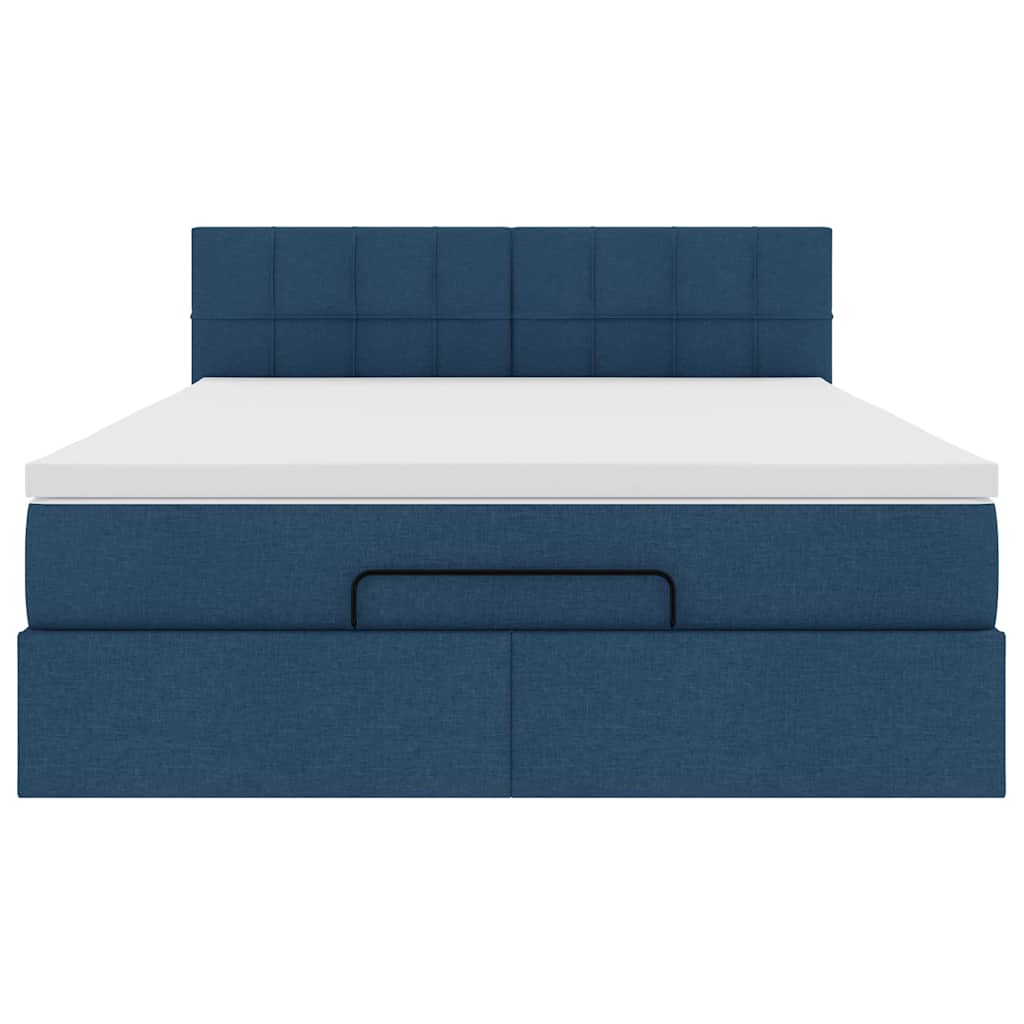 Ottoman bed met matras en LED's 140x200cm stof blauw is nu te koop bij PeponiXL, paradijselijk wonen!