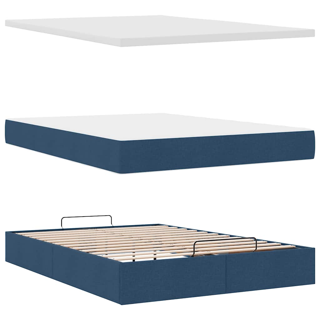 Ottoman bed met matras en LED's 140x200cm stof blauw is nu te koop bij PeponiXL, paradijselijk wonen!