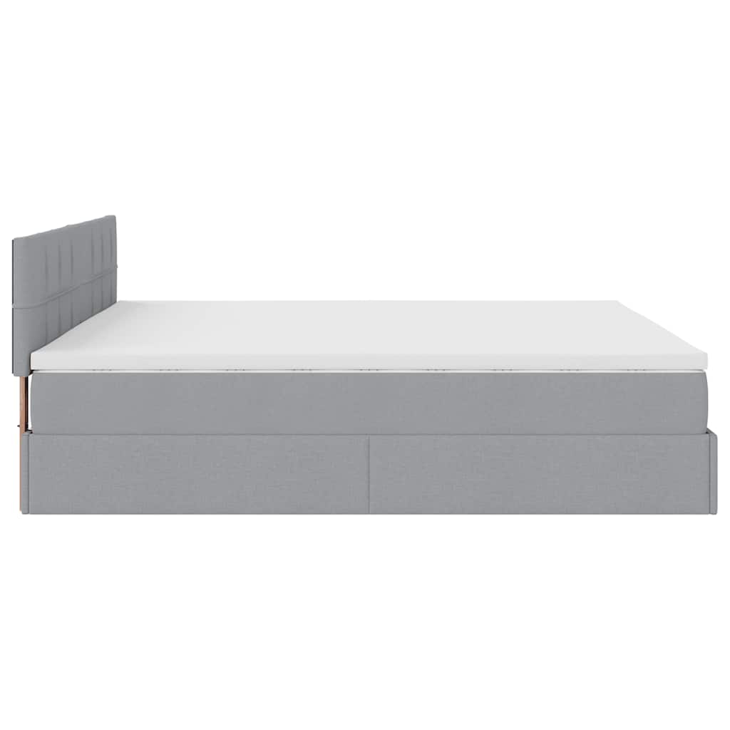 Ottoman bed met matras en LED's 160x200 cm stof lichtgrijs is nu te koop bij PeponiXL, paradijselijk wonen!