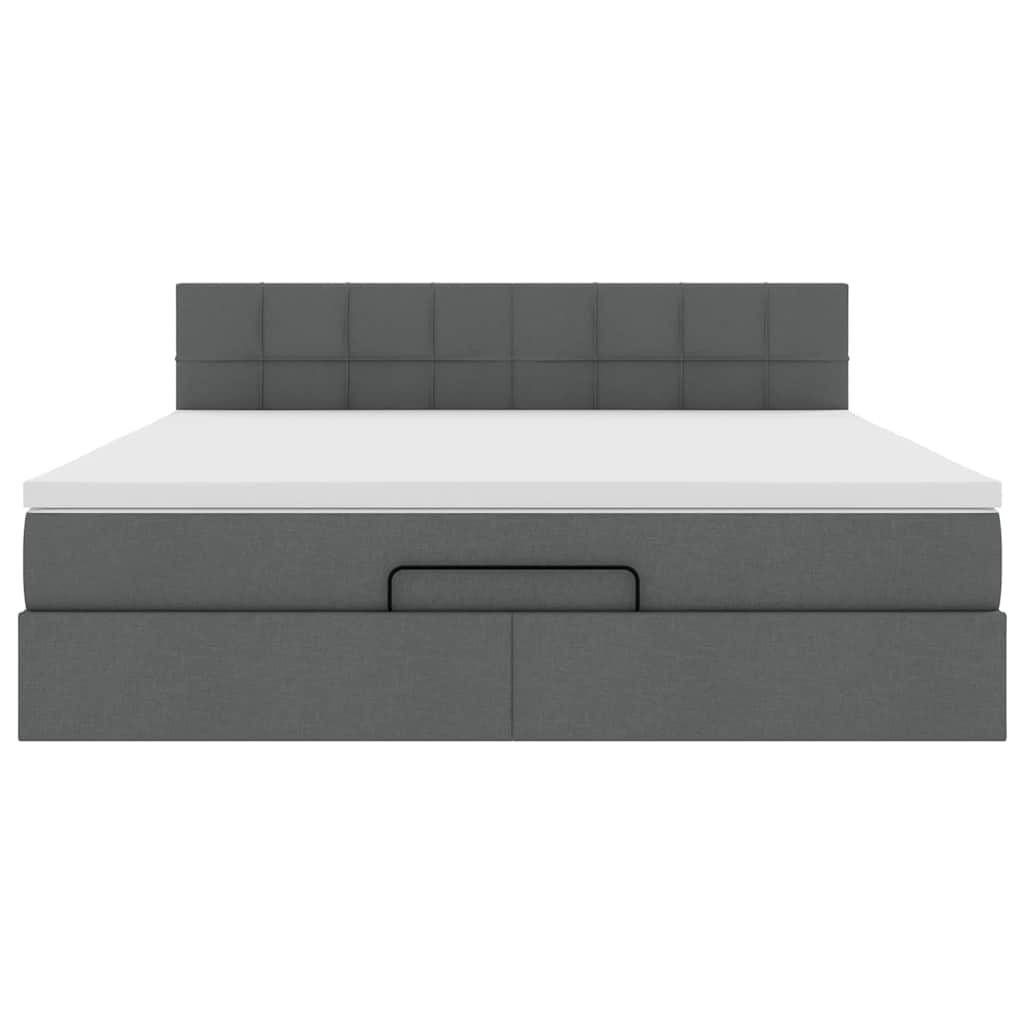 Ottoman bed met matras en LED's 160x200cm stof donkergrijs is nu te koop bij PeponiXL, paradijselijk wonen!