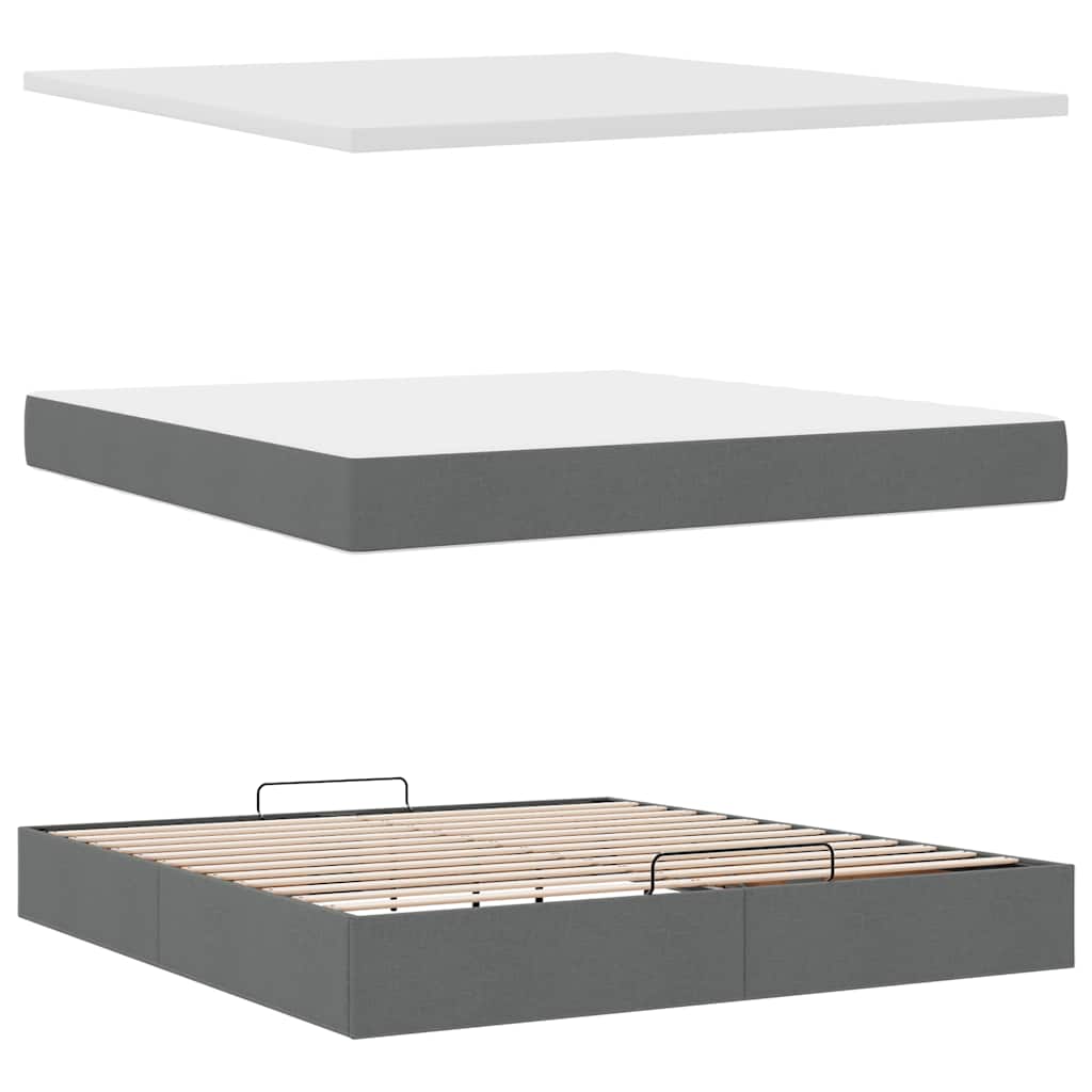 Ottoman bed met matras en LED's 160x200cm stof donkergrijs is nu te koop bij PeponiXL, paradijselijk wonen!