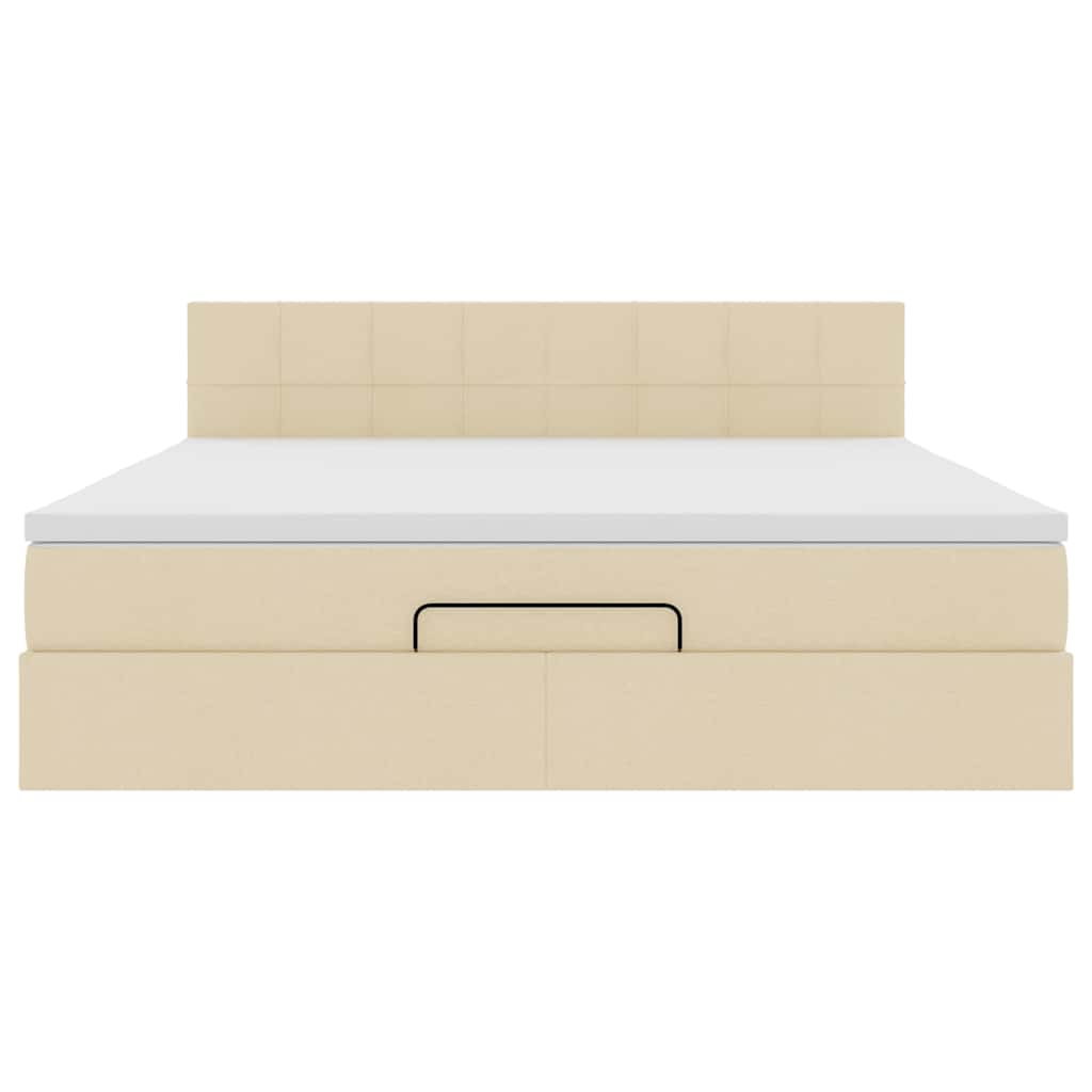 Ottoman bed met matras en LED's 160x200cm stof crèmekleurig is nu te koop bij PeponiXL, paradijselijk wonen!