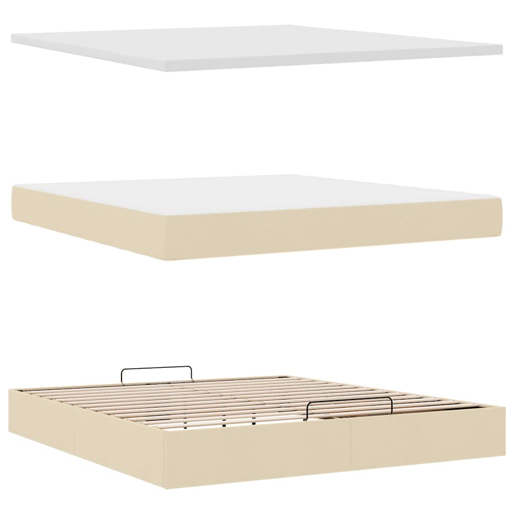 Ottoman bed met matras en LED's 160x200cm stof crèmekleurig is nu te koop bij PeponiXL, paradijselijk wonen!