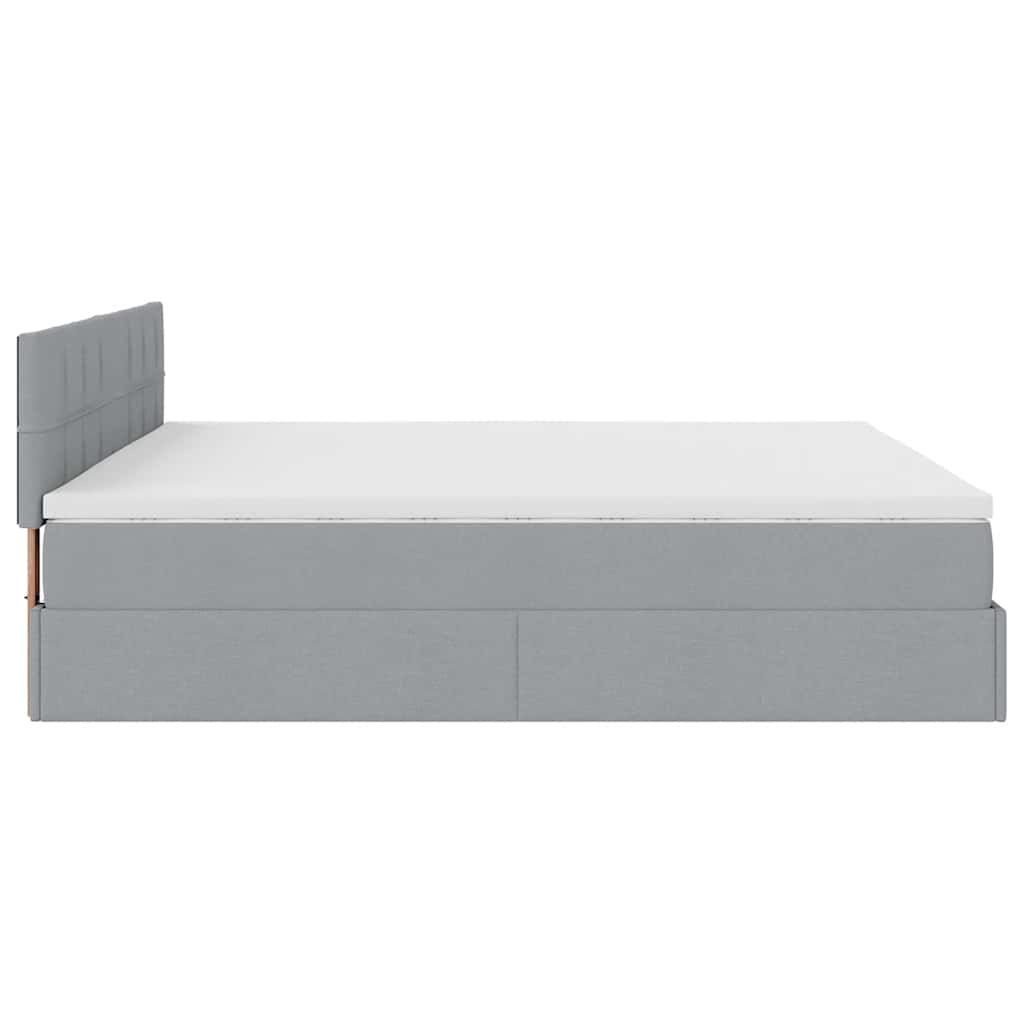 Bed poef met matras en LED's 180x200 cm stof lichtgrijs is nu te koop bij PeponiXL, paradijselijk wonen!