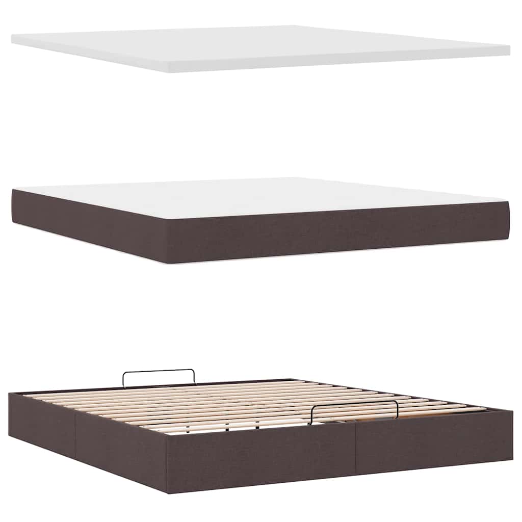 Bed poef met matras en LED's stof 180x200 cm donkerbruin
