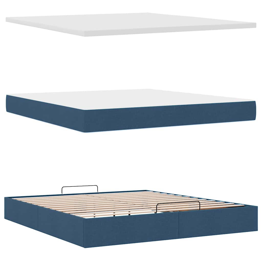 Bed poef met matras en LED's 180x200 cm stof blauw is nu te koop bij PeponiXL, paradijselijk wonen!
