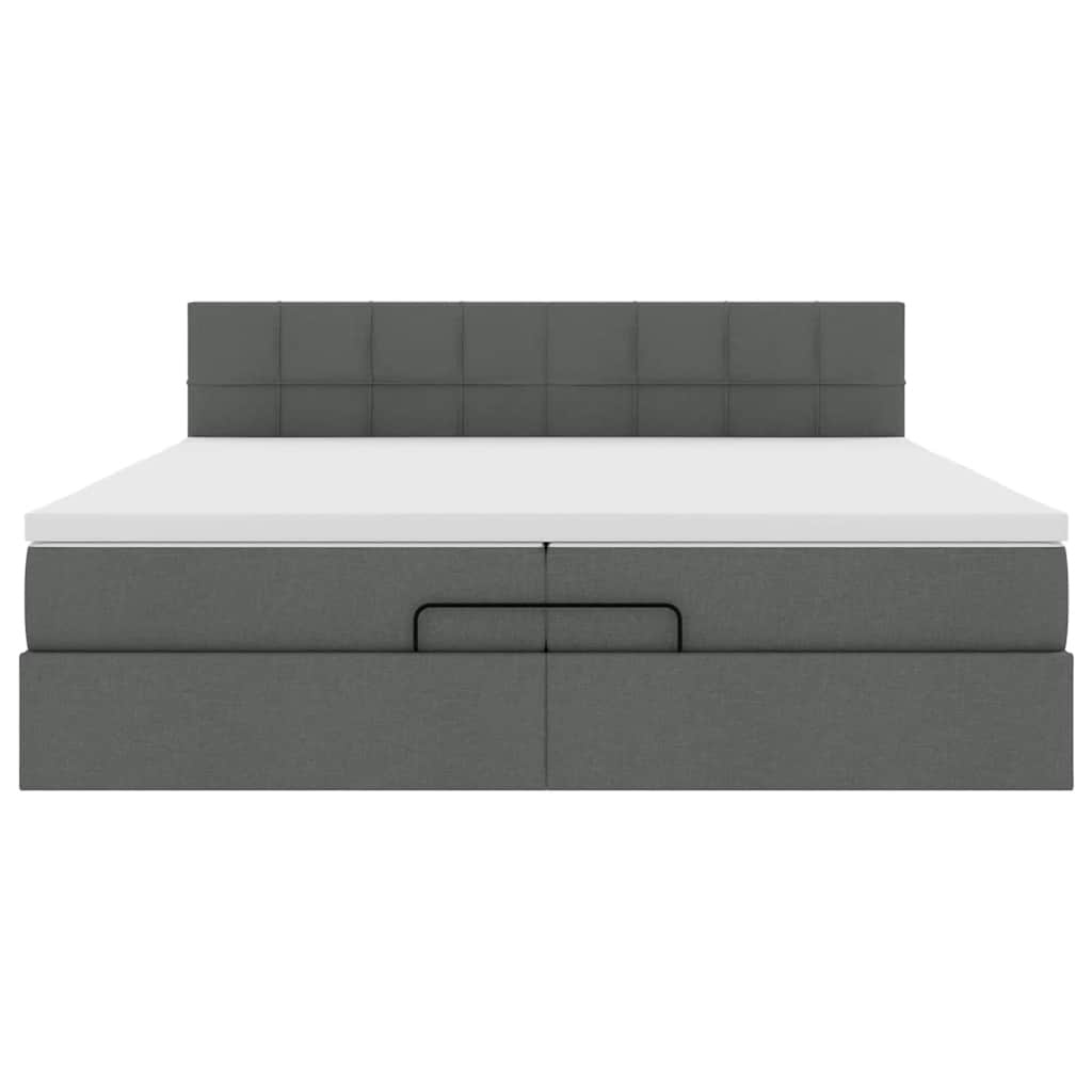 Ottoman bed met matrassen en LED's 200x200cm stof donkergrijs is nu te koop bij PeponiXL, paradijselijk wonen!