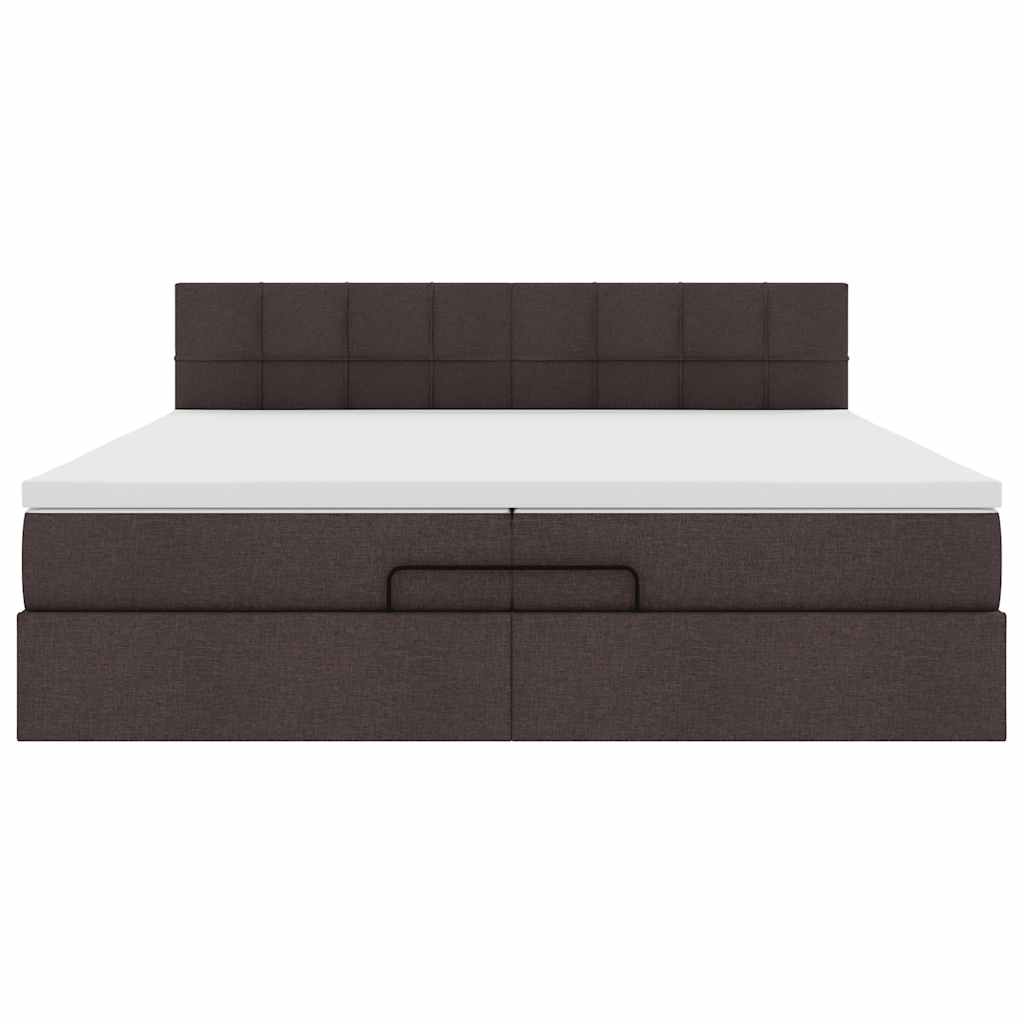 Ottoman bed met matrassen en LED's 200x200cm stof donkerbruin