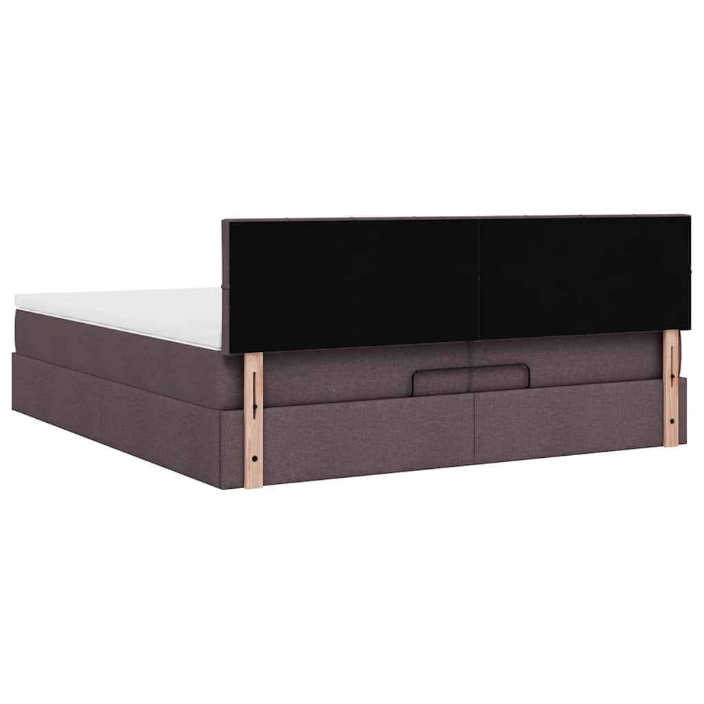 Ottoman bed met matrassen en LED's 200x200cm stof donkerbruin