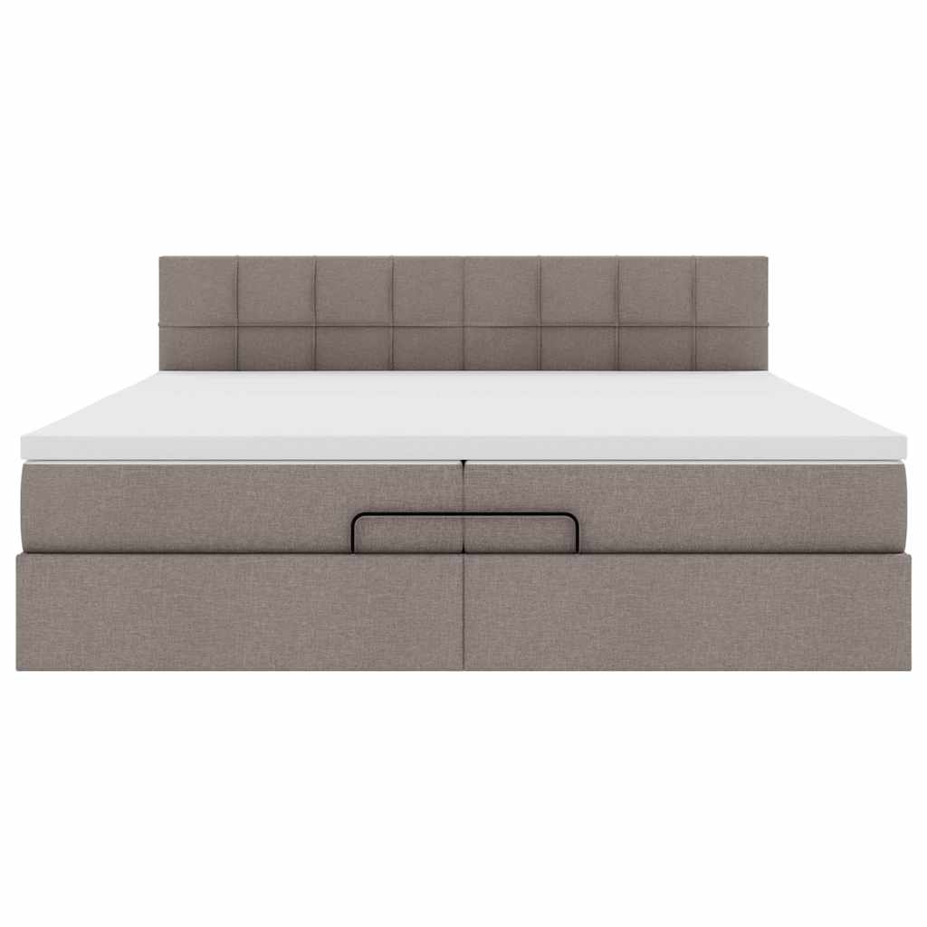 Ottoman bed met matrassen en LED's 200x200cm stof taupe is nu te koop bij PeponiXL, paradijselijk wonen!