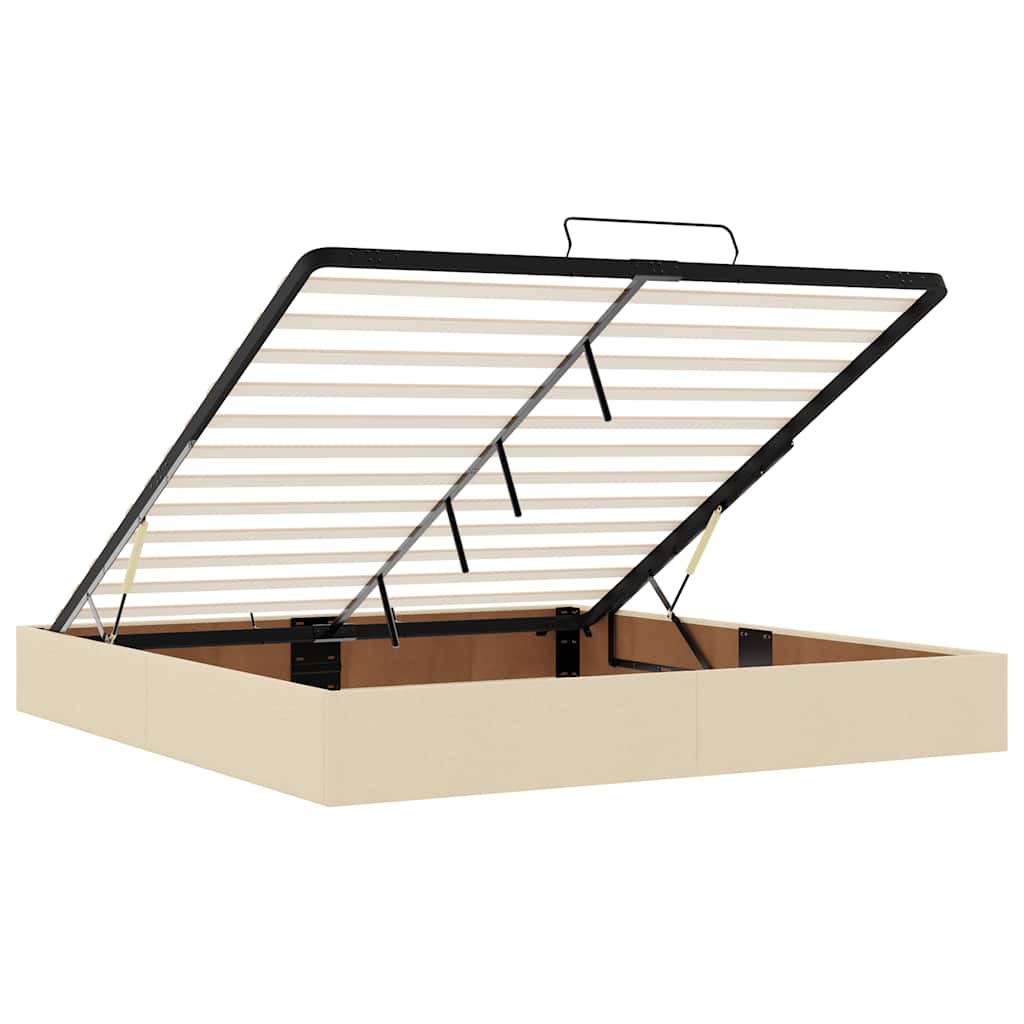 Ottoman bed met matrassen en LED's 200x200cm stof crèmekleurig is nu te koop bij PeponiXL, paradijselijk wonen!