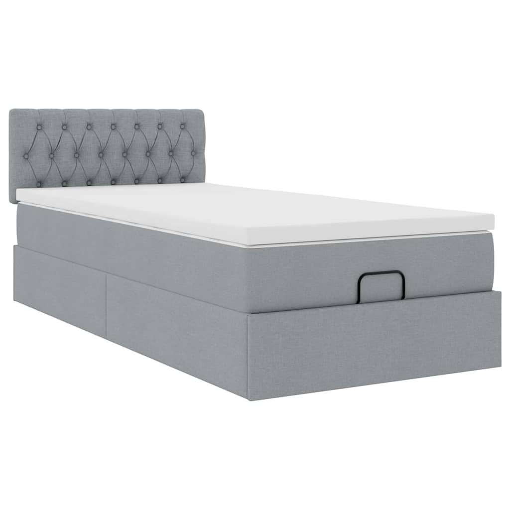 Bed poef met matras en LED's stof 80x200 cm lichtgrijs is nu te koop bij PeponiXL, paradijselijk wonen!