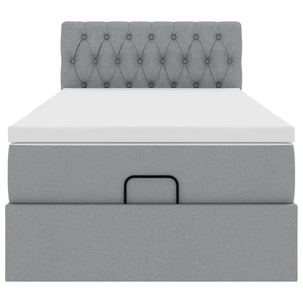 Bed poef met matras en LED's stof 80x200 cm lichtgrijs is nu te koop bij PeponiXL, paradijselijk wonen!