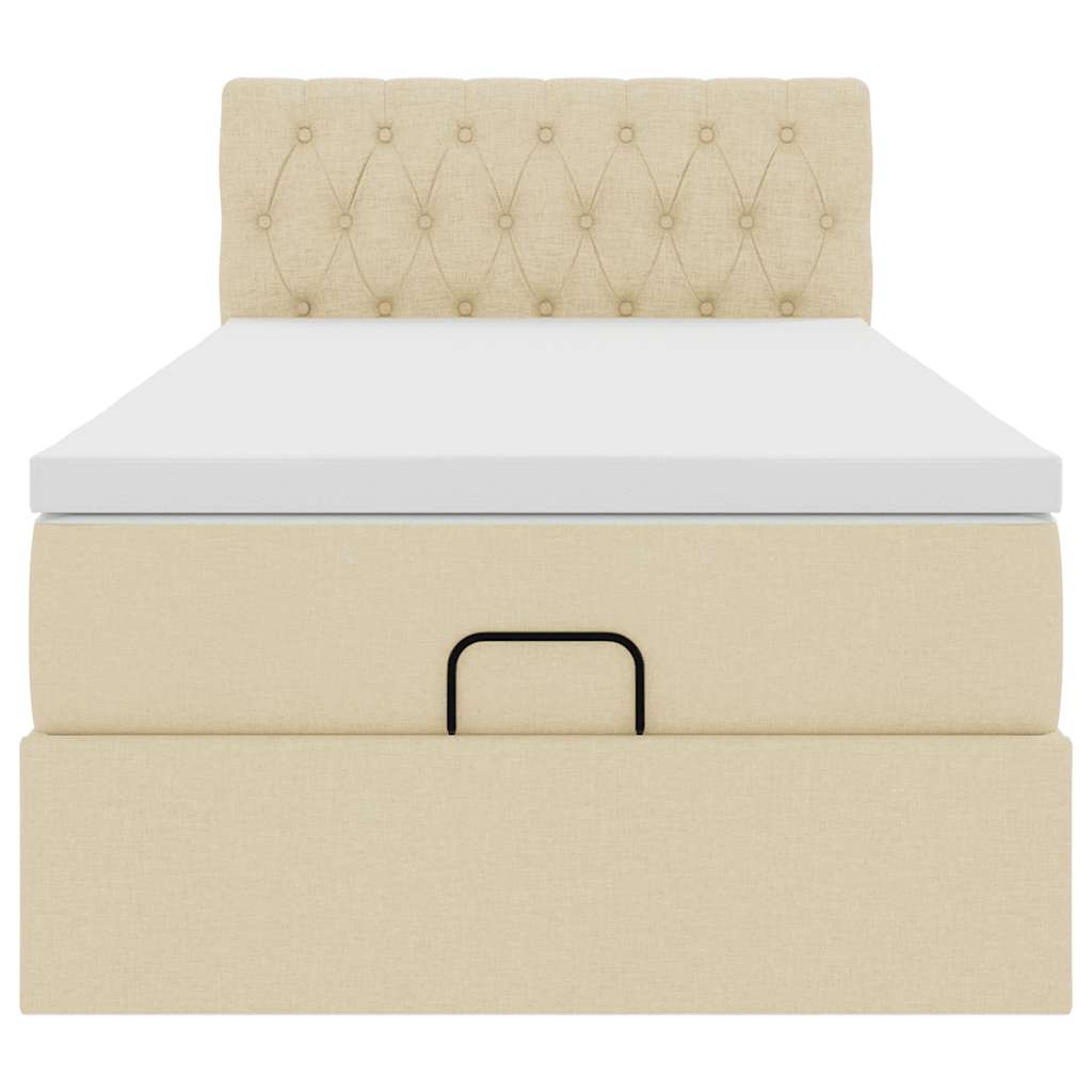 Ottoman bed met matras en LED's 80x200cm stof crèmekleurig is nu te koop bij PeponiXL, paradijselijk wonen!