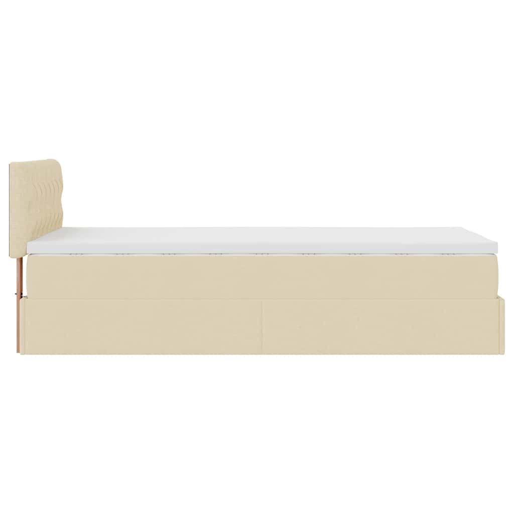 Ottoman bed met matras en LED's 80x200cm stof crèmekleurig is nu te koop bij PeponiXL, paradijselijk wonen!