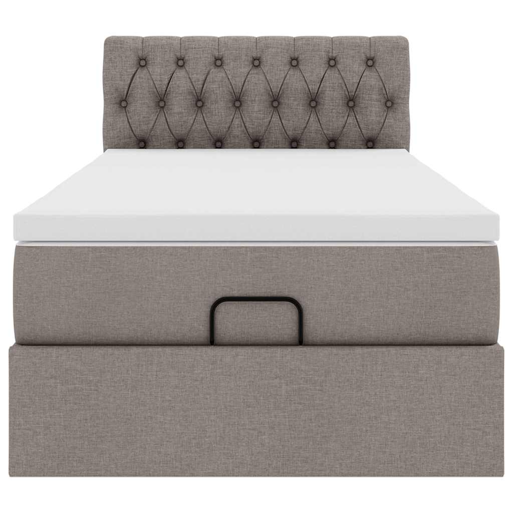 Ottoman bed met matras en LED's 90x190cm stof taupe is nu te koop bij PeponiXL, paradijselijk wonen!