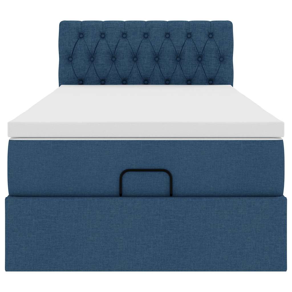 Ottoman bed met matras en LED's 90x190cm stof blauw is nu te koop bij PeponiXL, paradijselijk wonen!