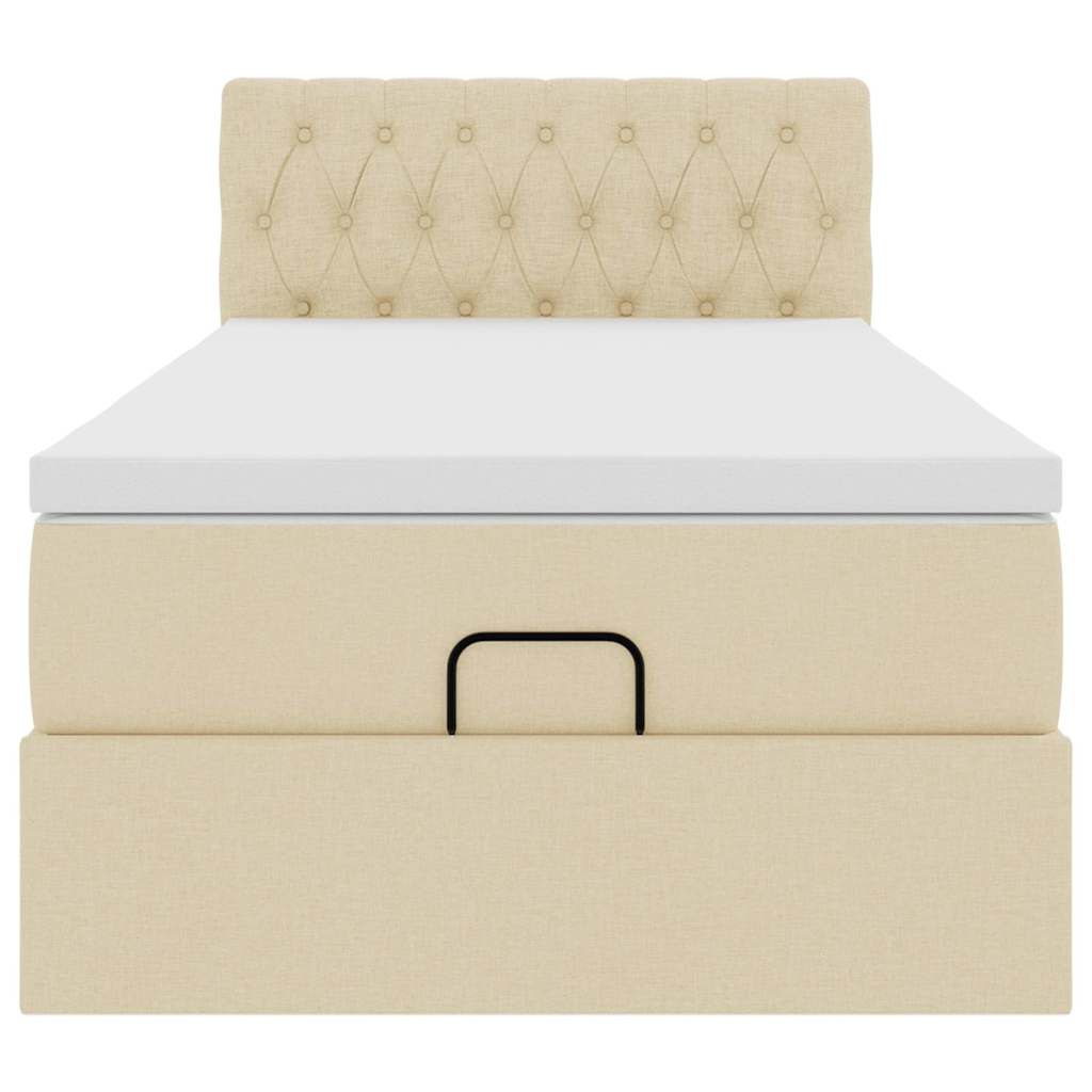 Ottoman bed met matras en LED's 100x200 cm stof crèmekleurig is nu te koop bij PeponiXL, paradijselijk wonen!