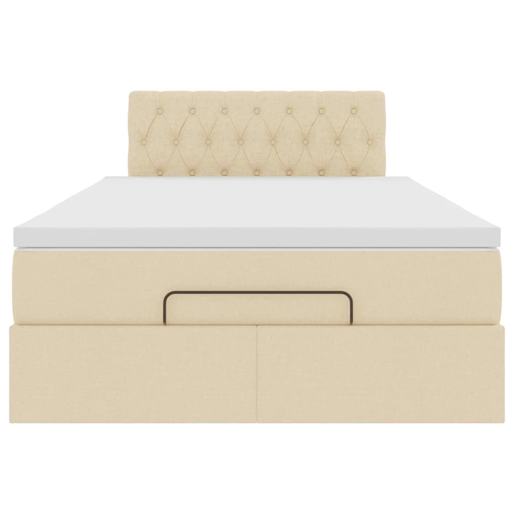 Bed poef met matras en LED's 120x190 cm stof crèmekleurig is nu te koop bij PeponiXL, paradijselijk wonen!