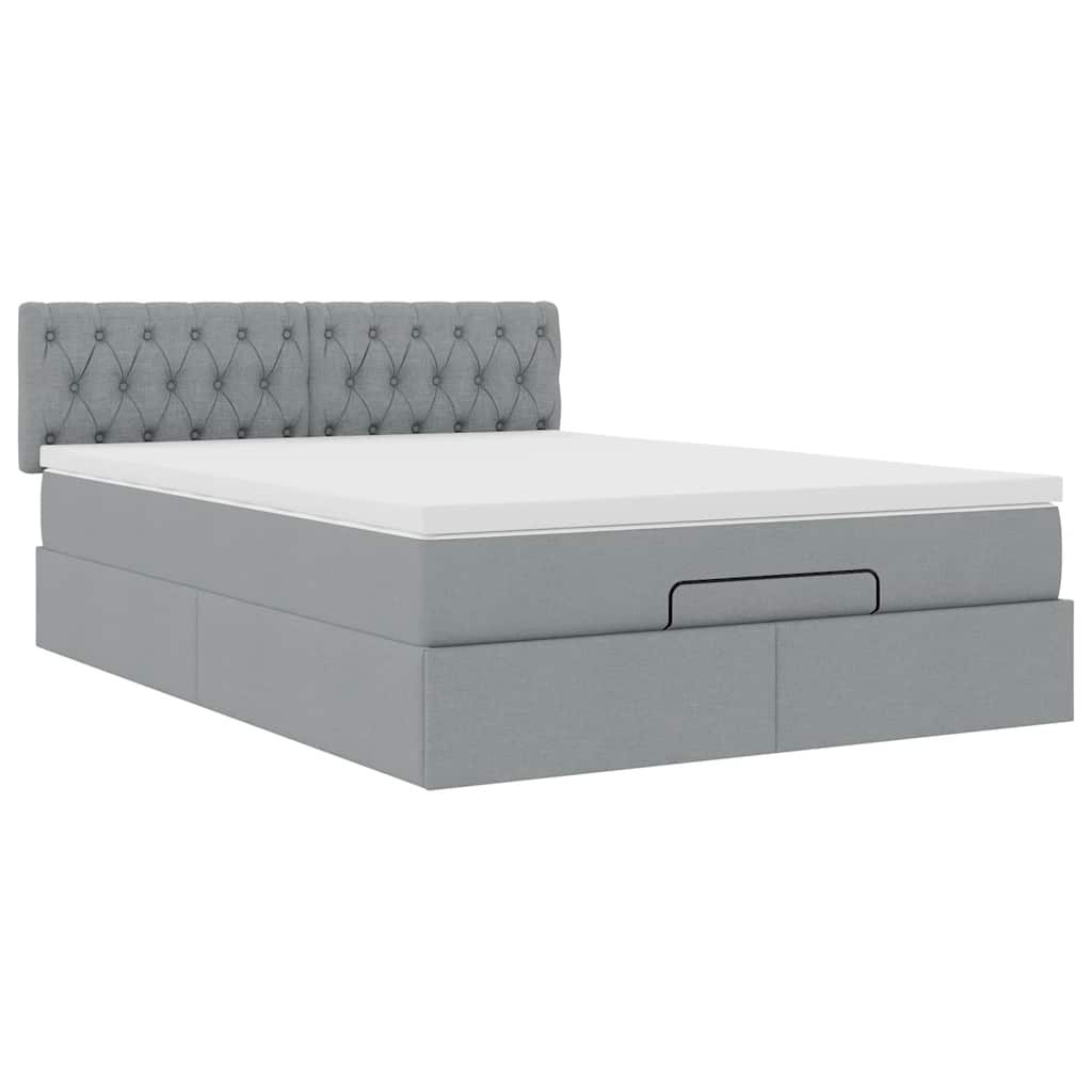 Bed poef met matras en LED's stof 140x190 cm lichtgrijs is nu te koop bij PeponiXL, paradijselijk wonen!