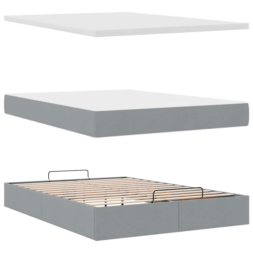 Bed poef met matras en LED's stof 140x190 cm lichtgrijs is nu te koop bij PeponiXL, paradijselijk wonen!