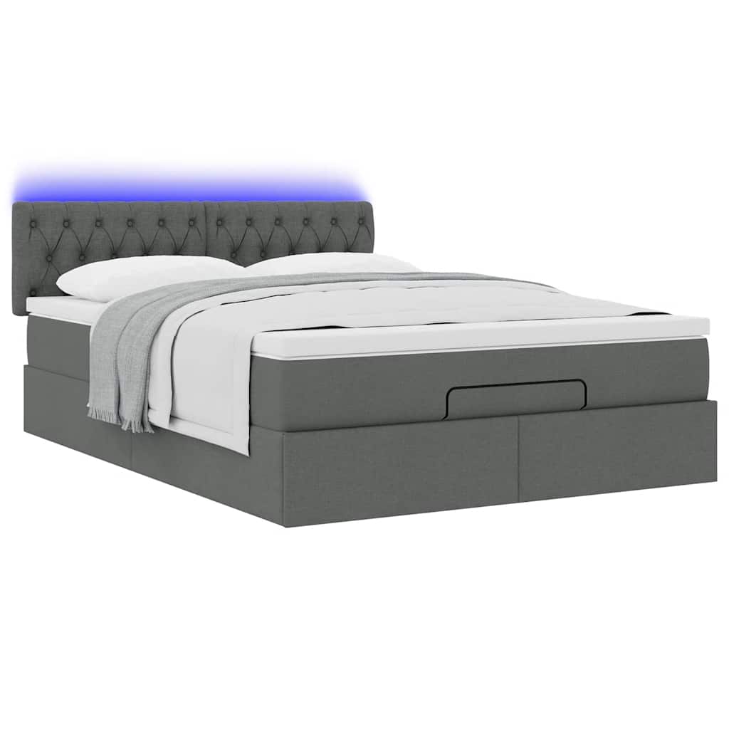 Bed poef met matras en LED's stof 140x190 cm donkergrijs is nu te koop bij PeponiXL, paradijselijk wonen!