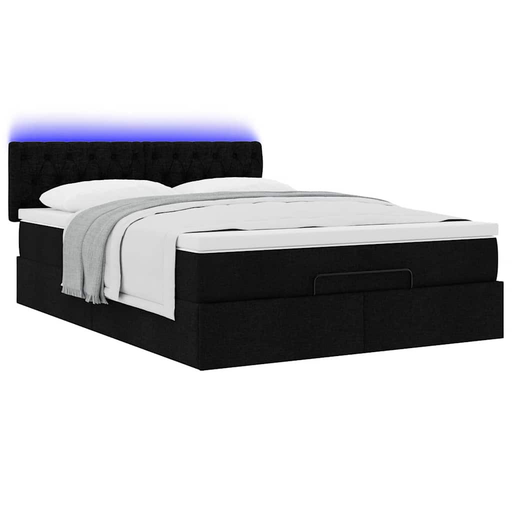 Bed poef met matras en LED's stof 140x190 cm zwart is nu te koop bij PeponiXL, paradijselijk wonen!