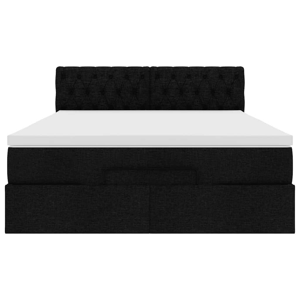 Bed poef met matras en LED's stof 140x190 cm zwart is nu te koop bij PeponiXL, paradijselijk wonen!