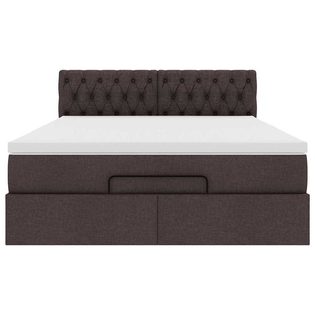 Bed poef met matras en LED's 140x190 cm stof donkerbruin is nu te koop bij PeponiXL, paradijselijk wonen!
