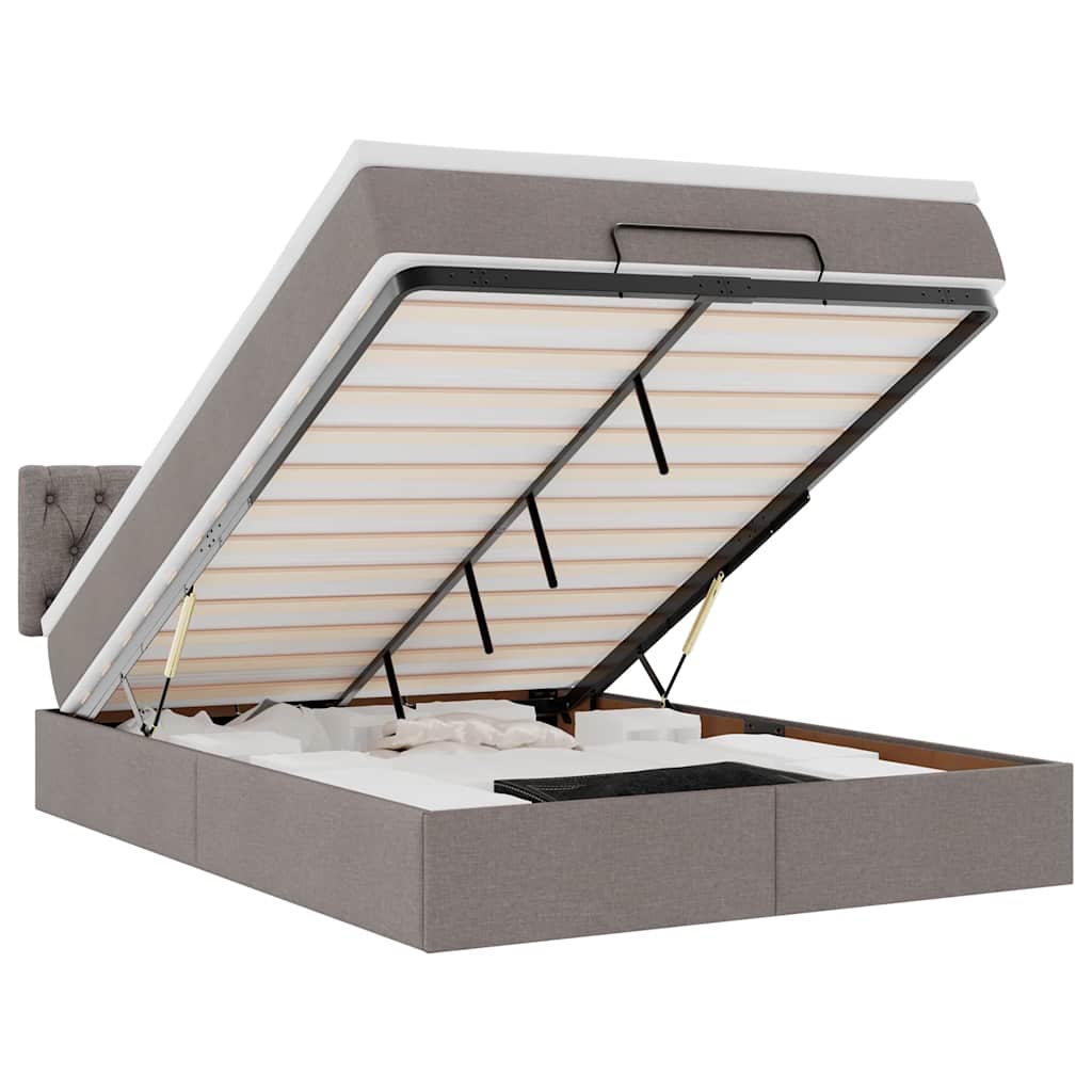 Bed poef met matras en LED's 140x190 cm stof taupe is nu te koop bij PeponiXL, paradijselijk wonen!