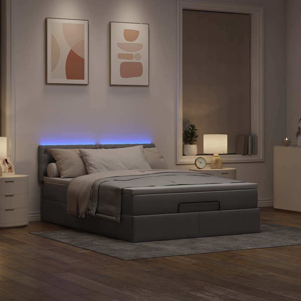 Bed poef met matras en LED's 140x190 cm stof taupe is nu te koop bij PeponiXL, paradijselijk wonen!