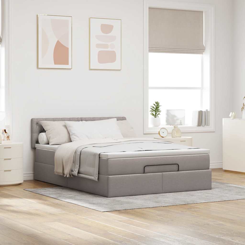 Bed poef met matras en LED's 140x190 cm stof taupe is nu te koop bij PeponiXL, paradijselijk wonen!
