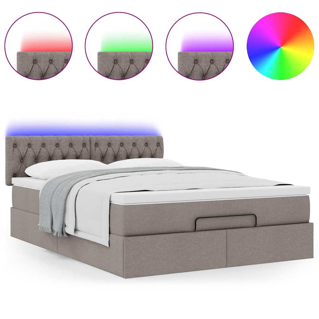 Bed poef met matras en LED's 140x190 cm stof taupe is nu te koop bij PeponiXL, paradijselijk wonen!