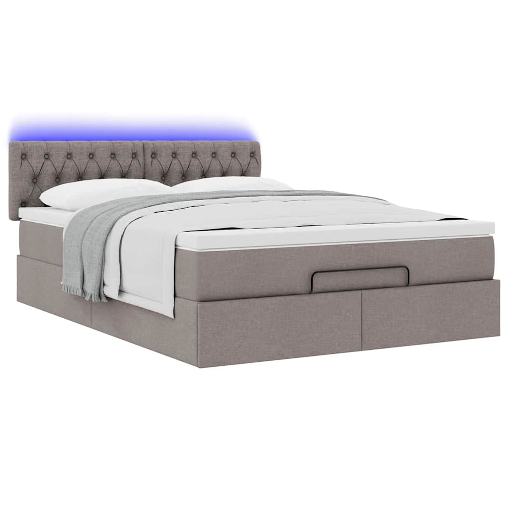 Bed poef met matras en LED's 140x190 cm stof taupe is nu te koop bij PeponiXL, paradijselijk wonen!