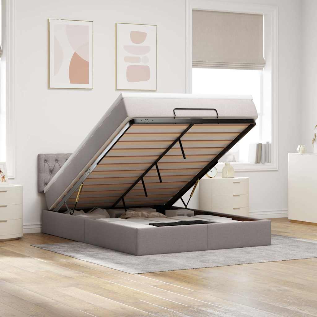Bed poef met matras en LED's 140x190 cm stof taupe is nu te koop bij PeponiXL, paradijselijk wonen!