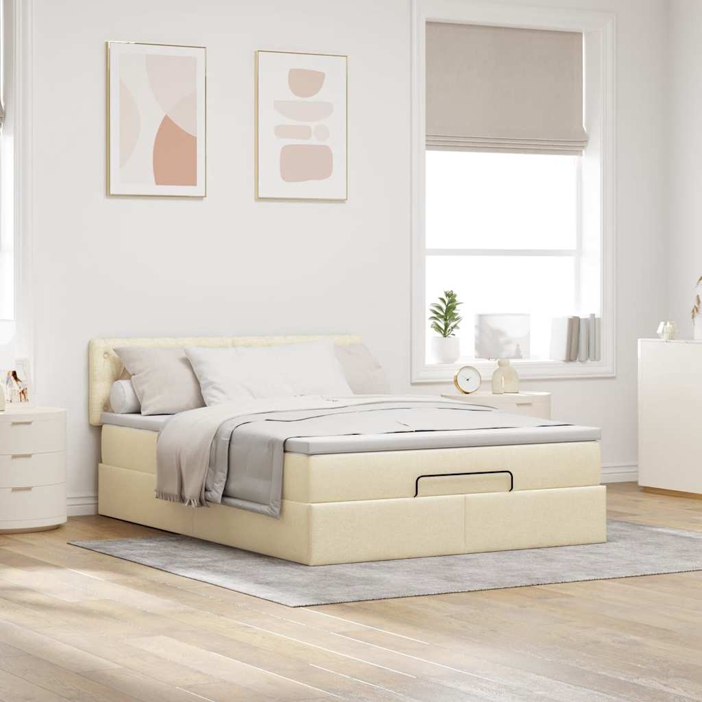 Bed poef met matras en LED's stof 140x190 cm crème is nu te koop bij PeponiXL, paradijselijk wonen!