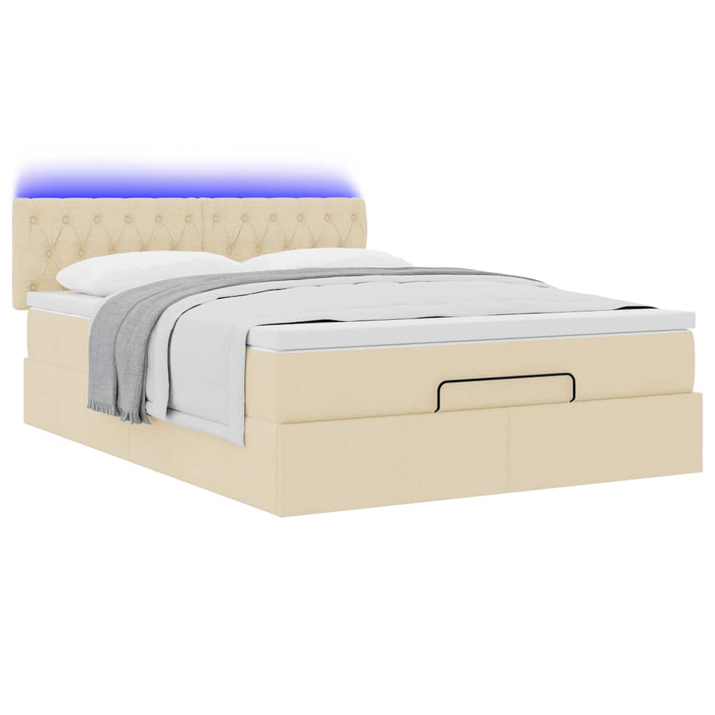 Bed poef met matras en LED's stof 140x190 cm crème is nu te koop bij PeponiXL, paradijselijk wonen!