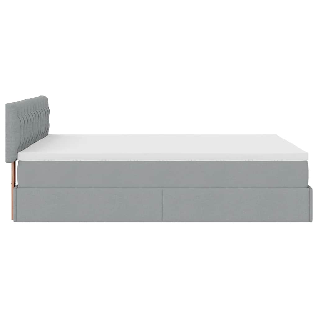 Ottoman bed met matras en LED's 140x200cm stof lichtgrijs is nu te koop bij PeponiXL, paradijselijk wonen!